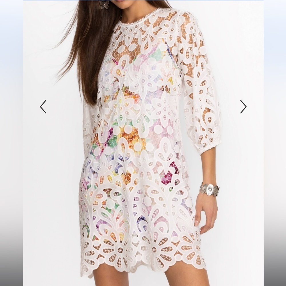 Johnny Was LISETTA LACE MINI DRESS size S $538 retail price